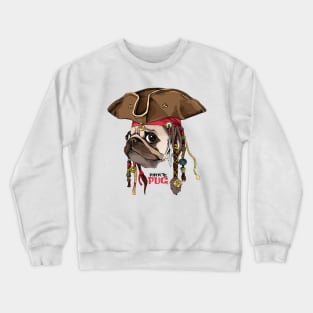 Portrait of a Pug in Pirate hat, bandana and with a dreadlocks Crewneck Sweatshirt